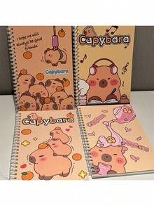 Opciones: 4 piezas/2 piezas/1 pieza, Cuaderno de espiral serie Capibara A5, Cuaderno grueso de Capibara, Libreta para toma de notas de estudiantes, Mini libreta portátil con diseño de delfín, Adecuado como regalo de temporada de vuelta a clases, Regalo perfecto para estudiantes (estilo aleatorio), Se incluye un cuaderno - Multicolor - Ver 4