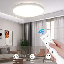 Bluetooth Smart Ceiling Light, RGB Dimming, Alexa Voice Control, Decorative Ceiling Panel Light, Large Size Panel, 220V Remote Control LED Ceiling Light, 1pc/2pcs Set, 3-Color Adjustable/RGB Adjustable, Suitable For Bedroom/Kitchen/Living Room/Kids Room/Entrance/Closet/Garage/Corridor/Entertainment Room/Computer Room/Hallway/Dressing Room/Rental House/Small Room/Streaming Room, Select Appropriate Size Based On Usage Needs - Ceiling Light Remote Control - View 4