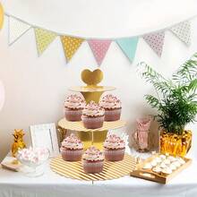 1pc 3-Tier Round Cupcake Stand, Cardboard Cupcake Tower, Dessert Cup Cake Stand Tower For Birthday Wedding Party Decoration, Wedding And Birthday Supplies, Home And Party Decorations - Multicolor - View 4