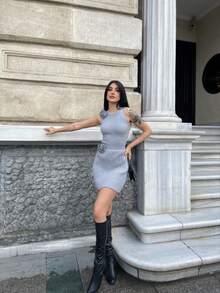 女士套装，纯色休闲优雅罗纹