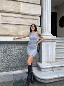 Conjunto de mujer, unicolor casual elegante acanalado