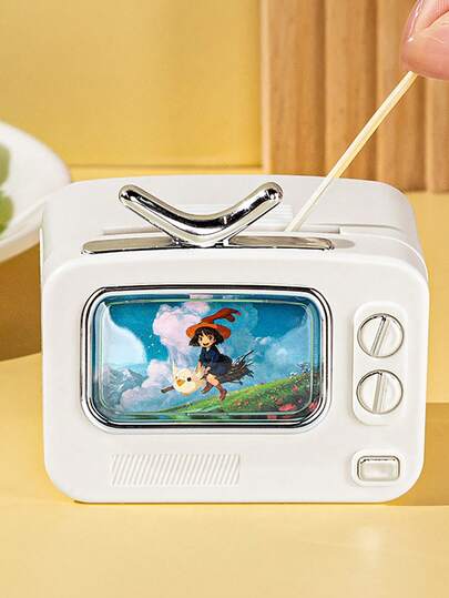 Push-Type Creative Retro TV Toothpick Box Household Multi-Functional High-End Living Room Desktop Toothpick Storage Box