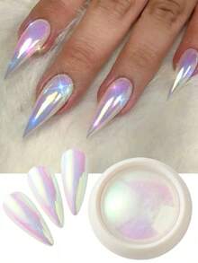 1pc Chrome Neon Nail Powder Y2K Holographic Metallic Mirror Glitter Pigment Holographic Aurora Rubbing Dust DIY Nail Charms Gel Polish Manicure Decorations - Multicolor - View 6