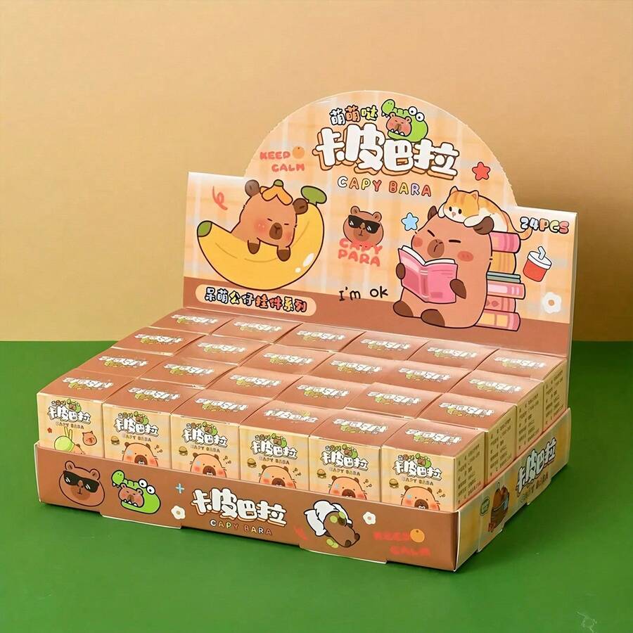 24pcs Cute Capybara Fun Punch Activity Set, Party Favors, Home Decoration Box, Great For Students And Animal Lovers, Ideal Christmas And Halloween Gifts, Perfect Christmas And Birthday Gifts