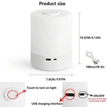 USB LED Touch Sensor Night Light - Dimmable 3-Color Bedside Lamp, Portable Mini LED Nightlight, Nursing Light For Baby, Soft Lighting, For Bedroom Decor, Lighting Decoration, USB Powered
