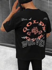 Playera Golds Lobo LL Gym Unisex Oversize - Negro - Ver 1