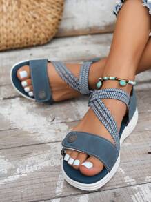 Sandalias de playa personalizadas 2025 para mujeres de baja estatura, sandalias deportivas sueltas y casuales con banda elástica transpirable y antideslizante, cierre de , suela blanda versátil para verano, suela gruesa e impermeable, adecuadas para mujeres embarazadas, livianas y cómodas con punta abierta y de moda