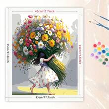 1pc DIY Paint By Numbers Kit For Adults, 40*50cm, Comes With Paints And Brushes, Ideal For Relaxation - Painting By Numbers, Handmade Floral Girl Symbolizes Vitality, Wall Decor Art Craft, Beginner Painting, Perfect Gift For Friends (Frameless) - Multicolor - View 8