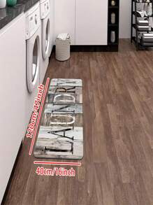 1/2pcs Laundry Wood Grain Design Pattern Floor Mat - Non Slip Laundry Blanket - Fashionable Letter Printed Mat - Soft Machine Washable, Home Decor Blanket, Best Gift, Laundry Decor Blanket