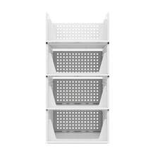 4 Pack Stackable Folding Wardrobe Organiser Shelf Rack Closet Storage Box Drawer - White - View 2