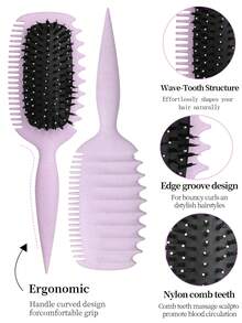 适用于卷发、波浪发和卷曲发的卷发梳 - 气流空心设计，可快速干燥并增强卷发，防毛躁顺发梳，干湿两用，轻巧无拉力梳，适合儿童、青少年和小女孩，非常适合旅行、居家、沙龙，用于定型卷发的梳子