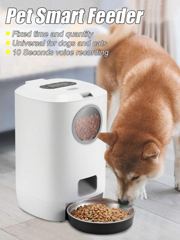 Intelligent Pet Feeder, Timed Automatic Cat/Dog Feeder With 1.19 Gallon (152 OZ) Large Capacity, Customizable Voice Recording, Memory Function, Essentials For Cats And Dogs