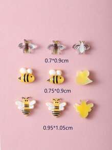 10pcs/30pcs/50pcs/100pcs Various Mini Bee 3D Resin Ornaments, Cartoon Yellow Insect Nail Art Accessories Kawaii Unscented Flat Back Decoration, Multi-Style Jelly Transparent Yellow Wings Small Bee Rhinestone Nail Accessories Suitable For Women DIY Manicure, Nail Salon, Scrapbooking And Crafts, Bee Decoration Middle East Series Japanese And Korean Style