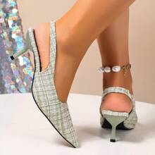 Mules à talons ouverts élégantes pour femmes, talons hauts sexy et polyvalents à la mode, talon aiguille, enfiler, tige en tissu, convenant pour toutes les saisons, adaptés pour les fêtes, le travail, les rendez-vous, le port quotidien