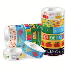 12pcs/6pcs/1pc School Themed Washi Tape Set, Decorative Paper Masking Tapes, Multicolor Handmade Stickers For Scrapbooking, Gift Wrapping And DIY Projects, Random Colors And Designs School Supplies Back To School School Essentials School Stuff