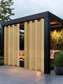 1 件户外穿孔防水薄纱窗帘，纯色