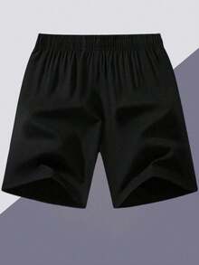 1pc Teen Boys' Quick-Dry Loose Breathable Outdoor Sport Exercise Solid Color Zipper Pocket Shorts, Spring/Summer/Autumn - Black - View 2