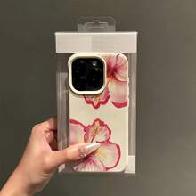 1 pieza Funda de teléfono con textura de lichi, diseño floral simple mate, diseño de orquídea linda, compatible con iPhone 16 ProMax, 15/14 Plus, 13, 12, 11, resistente al agua, a los golpes y a los arañazos