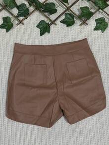 Fake Leather Shorts Size Pp 34-36 P 38 M 40 G 42 Gg 44 With Front And Back Pocket - 棕色 - 查看 2