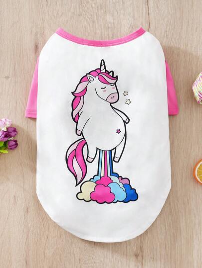 Colorful Unicorn & Rainbow Print Pet Clothes, Outdoor Apparel For Cats & Dogs