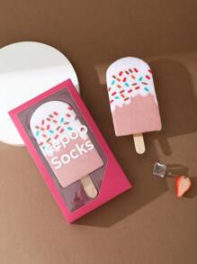 1 par de calcetines de helado de alta calidad para hombres, cómodos y lindos calcetines adecuados para el verano, todas las temporadas, Día de la Madre, Día del Padre, Pascua, regalos de regreso a la escuela, mejoran el ambiente de reunión familiar, calcetines de moda, calcetines coloridos y creativos adecuados como regalos festivos, casual, escuela, negocios, estilo callejero retro, vacaciones, gimnasio, reunión familiar, viaje, vacaciones al aire libre, oficina de fin de semana, calcetines cómodos y suaves