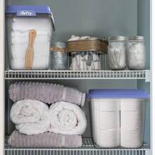 Hefty 32 Quart Clear Plastic Storage Bin Blue HI-RISE Lid, Clear Box Container - 1 - View 2