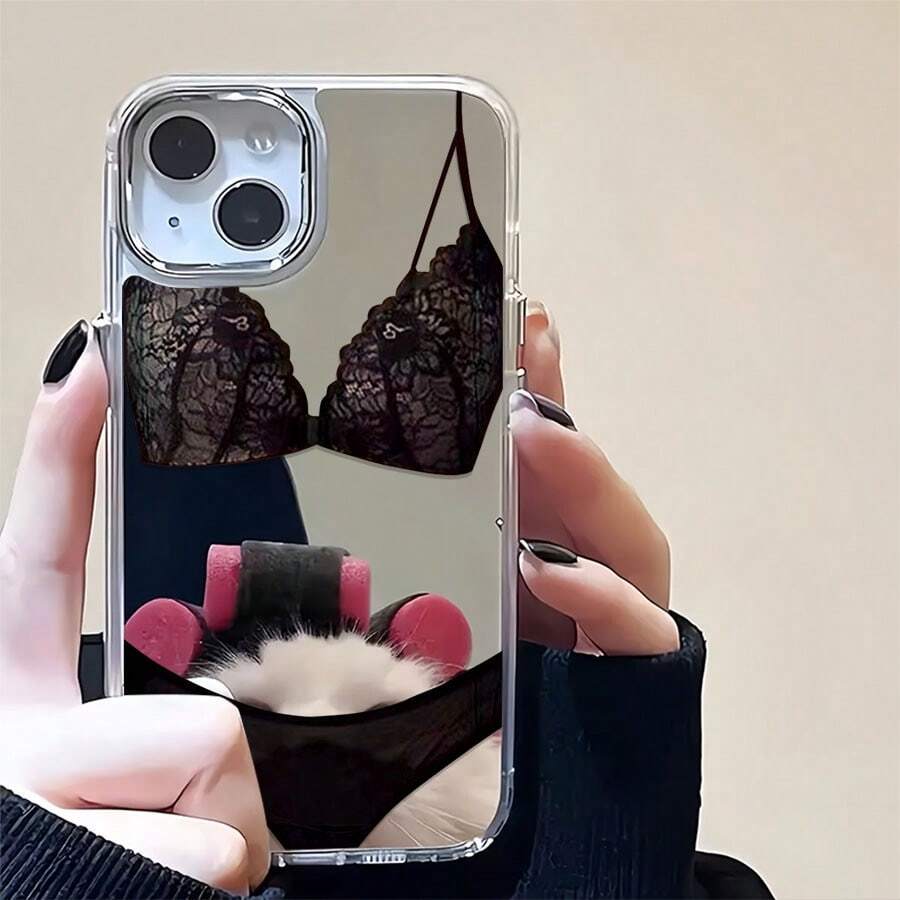 Lace Mobile Phone Case, Decorated With Elegant Black Lace And Soft Patterns, Suitable For IPhone 16, 15, 14, 13, 12 And 11 Pro Models, Made Of TPU Material, And Provides Shockproof Protection. Perfect For Family, Friends, Children, Birthdays, Spring, Holidays, Boyfriends, Girlfriends, And Valentine's Day Gifts. - Silver - View 1