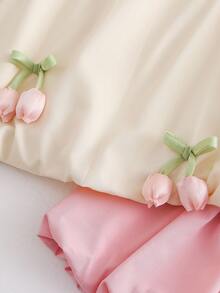 两件套年轻女孩可爱清新公主风格无袖郁金香印花吊带背心和休闲裙套装，户外装