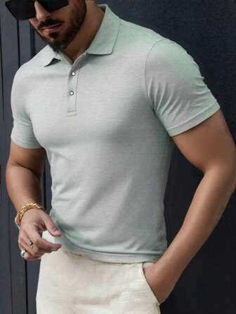 休闲男士 Polo 衫，短袖高尔夫运动上衣，适合日常休闲和轻便商务穿着，夏季