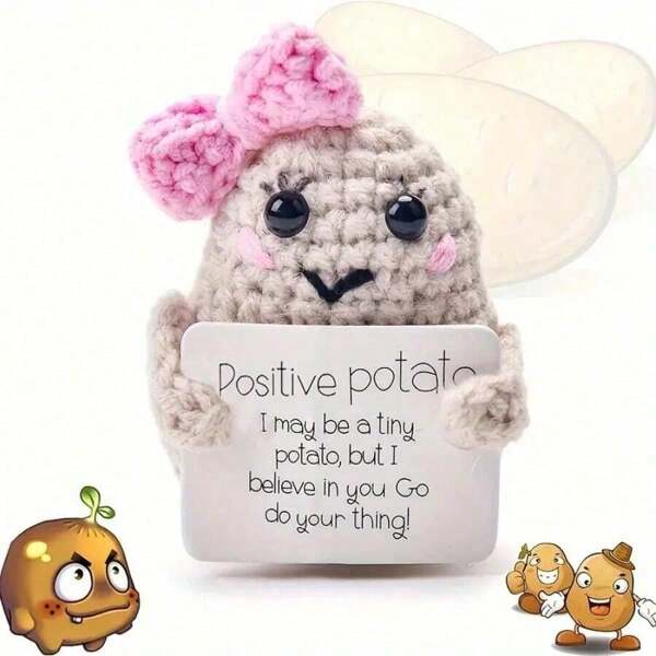 Cute Positive Energy Potato Knitted Ornament - Perfect Gift For Birthday, Anniversary And Easter | Soft Knitted Gift, Suitable For Christmas, Party Supplies