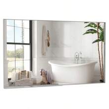 Simple-60*36" Oversized Modern Rectangle Bathroom Mirror With Silver Frame Decorative Large Wall Mirrors For Bathroom Living Room Bedroom Vertical Or Horizontal Wall Mounted Mirror With Aluminum Frame-7007 - Multicolor - View 2