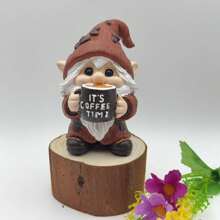 1 pièce Statue en résine de lutin 3D "Heure du café", Décorations de lutin "Heure du café", Lutins tenant des tasses de café, Décoration de maison de lutin miniature créative, Décorations pour amateurs de café et cadeaux créatifs