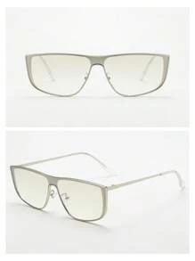 1 Stück Damen Vintage-Brille mit quadratischem Metallrahmen und Münzen, hochwertig, personalisierter Streetstyle, geeignet für Autofahren, Reisen, Urlaub, lässiger Alltagsgebrauch, Preppy-Stil für den Schulanfang, rechteckige Form