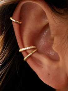 Set de 4 piezas con pendientes de clip en forma de C, pendientes de aro y pendientes con cristal cúbico para uso diario, fiestas y ocasiones especiales, accesorios de joyería regalo para mujeres