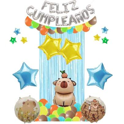 Set Decoración Cumpleaños Globos Metálicos Capibara Capybara Roedor Carpincho navidad Christmas set decoración globos metálicos capibara animal cumpleaños fiesta infantiles decor navideño party balloons Christmas capybara