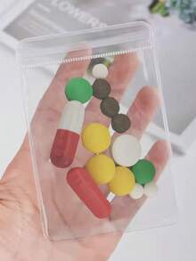 5/10/30个装防水防尘透明药袋，可重复使用，透明塑料药包，自封式旅行医疗收纳袋，适用于存放药丸和小物件。透明首饰袋，按压式封口，方便旅行的首饰袋，药袋。 - 無色 - 查看 4
