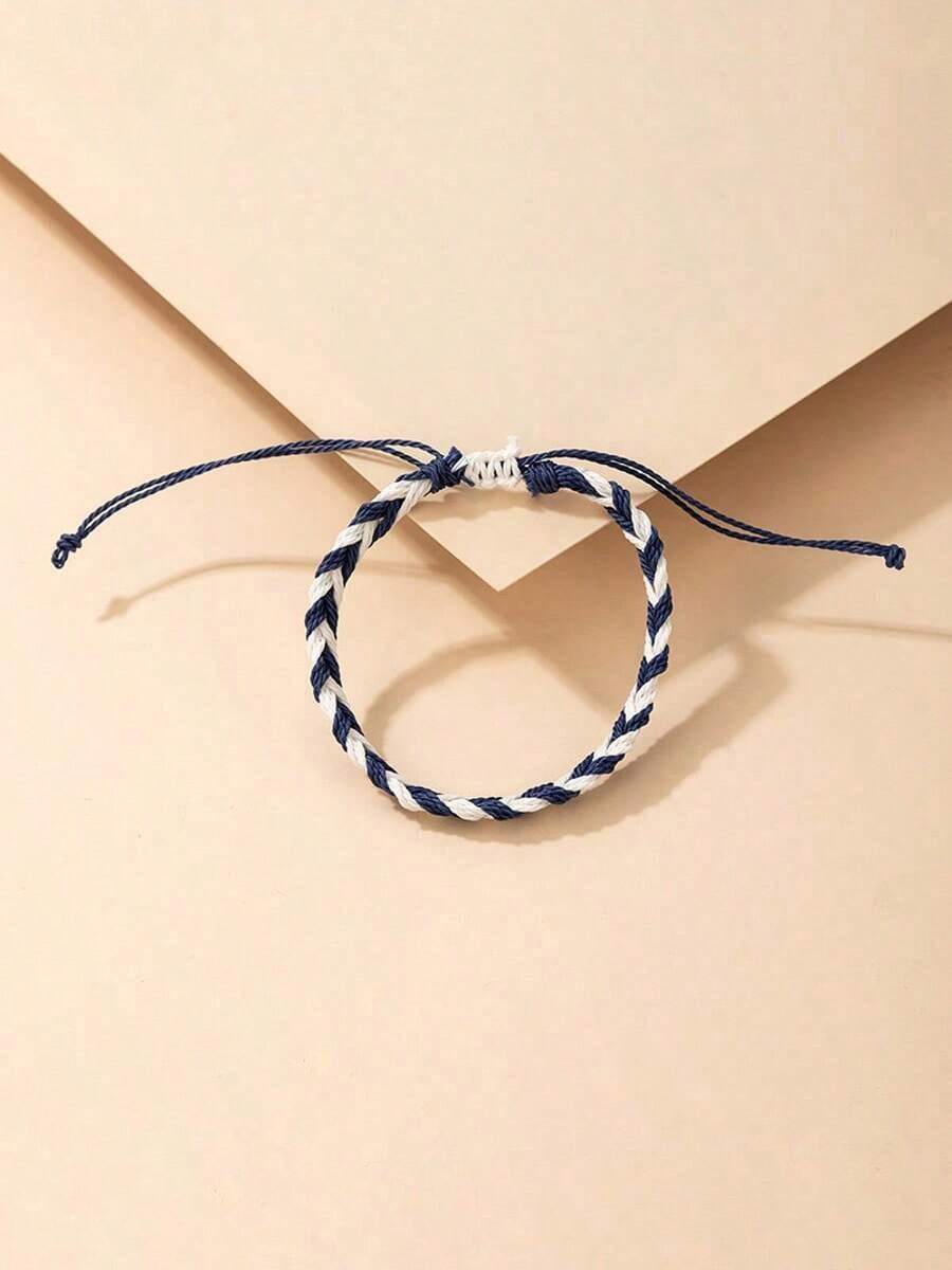 1 件波西米亚多色绳编手链 - 玫紅色 - 查看 1