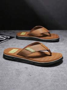 Men's Summer New Outdoor Wear Flip Flops, Durable Fashion Personalized Casual Thong Sandals - Khaki - View 2