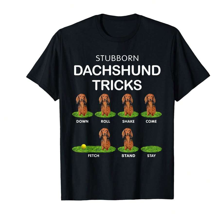 Camiseta navideña con perro salchicha de pelo largo y gracioso - Negro - Ver 1