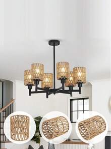 1pc/3pcs/4pcs Creative Paper Rope Handwoven Lampshade, Southeast Asian Style For Home, Hotel, Living Room, Bedroom, Dining Room