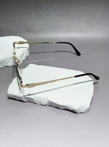 1 Pair Retro Geometric Pattern Small Frame Unisex Glasses, Y2K Fashion Versatile Suitable For All Occasions, All Season
