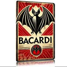 1 件百加得蝙蝠金属锡标牌，30x20 厘米合金，2D 高清打印，复古酒吧和男人洞穴墙壁装饰，易于悬挂，耐用，适合家庭、办公室或礼物，孔样式随机