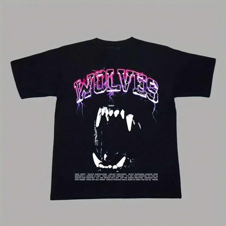 DARC WOES Lightning Woes S Oversize T Shirt Darcsport Vintage Outdoor Tee Hip Hop Streetwear LooseY2K Wo's 220g Thick Cotton T-Shirt With Butterfly Print Pattern, Suitable For Girls And Wo's Short Sved Round Neck Inspirational Shirt, Cute Aesthetic Y2K Style Summer Top, Suitable For Outdoor, Family, Work Or Street Wear Casual Loose Daily T-Shirt - màu đen - Xem 1