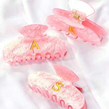 Pink Letter Acrylic Hair Clip New Letter Hair Clip Creative Acrylic Hair Claw Headwear Hair Accessories Summer, Claw Clip Fall Winter For Vacation Outfits Woman