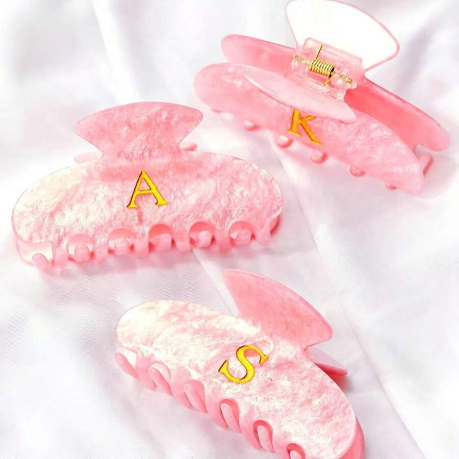 Pink Letter Acrylic Hair Clip New Letter Hair Clip Creative Acrylic Hair Claw Headwear Hair Accessories Summer, Claw Clip Fall Winter For Vacation Outfits Woman