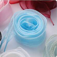 1 Pair Ribbon Shoelace, Satin Chiffon Ballerina Lace Pearl Bow Shoe Decor, Ivory Shoe String Accessories, Length 120cm (47.24in) - Multicolor - View 8