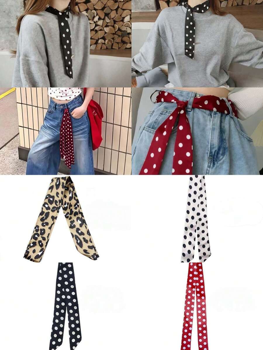 1pc Multifunctional Decorative Belt, Sexy Retro Skinny Long Scarf, Women Hair Band Scarf, Fashion Neck Scarf/Waist Belt Summer, School Fall, Autumn, Halloween - Multicolor - View 1