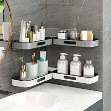 1pc Wall Mounted Triangle Storage Rack, Rotating Bathroom/Kitchen Shelf, Vanity Organizer - متعدد الألوان - مشاهدة 2