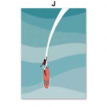 1PC Abstract Minimalist Sea Beach Surfboard Mountain Posters And Prints Wall Art Canvas Painting Wall Pictures For Living Room Decor Optional Frame ﻿