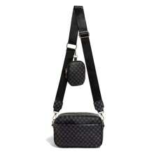 Two Pieces Embroidered Thread Men's Crossbody Bag, Mini Key Bag, Fashionable And Retro Bag, Crossbody Bag